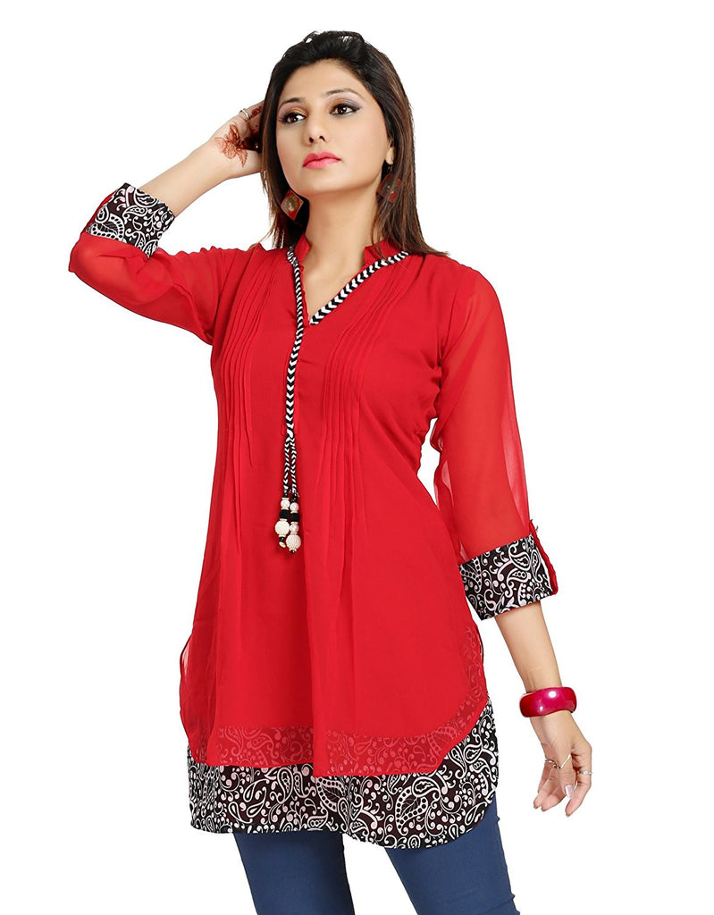 American Crepe Pink and Blue short kurti with full sleeves Manufacturers  Delhi, Online American Crepe Pink and Blue short kurti with full sleeves  Wholesale Suppliers India